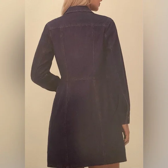 Women’s FRYE Button Front Dark Wash Denim Dress - Picture 8 of 12